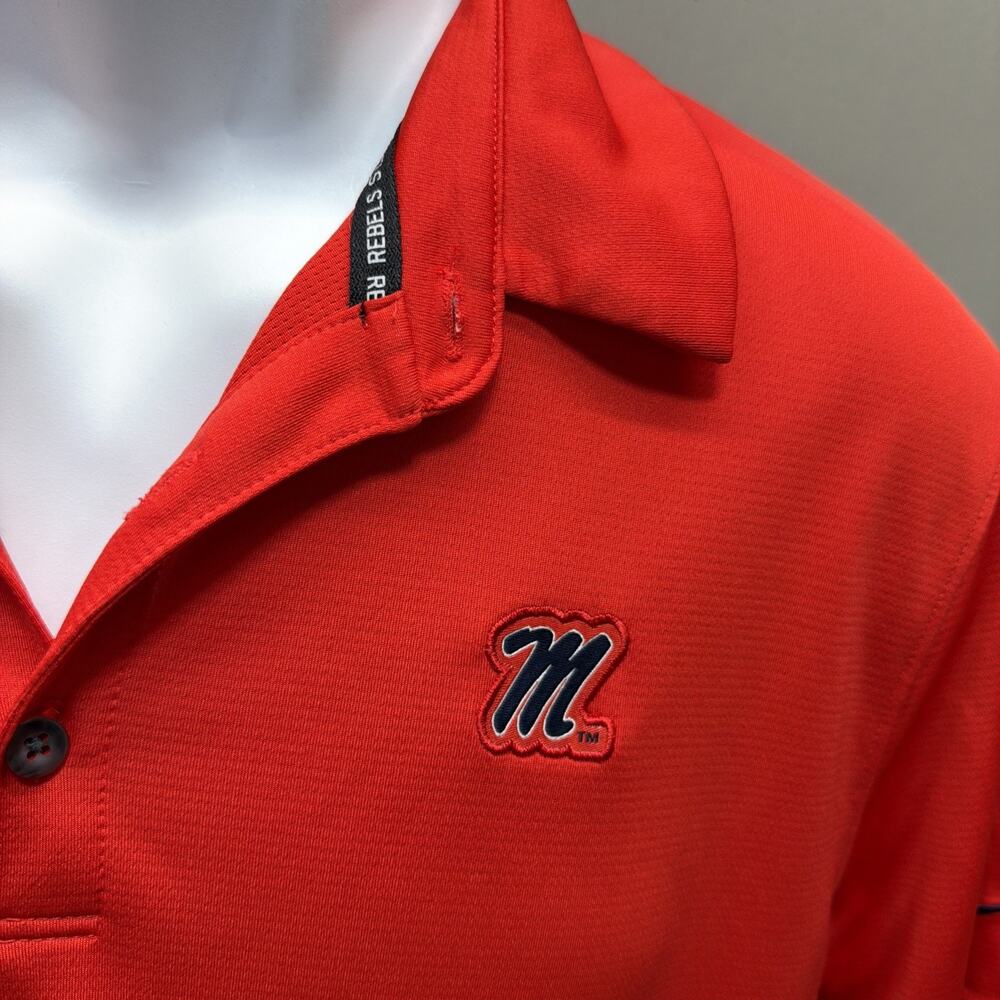 Ole Miss Rebels Nike Dri-Fit Mens POLO Medium RED jersey Embroidered Logo - Picture 3 of 9